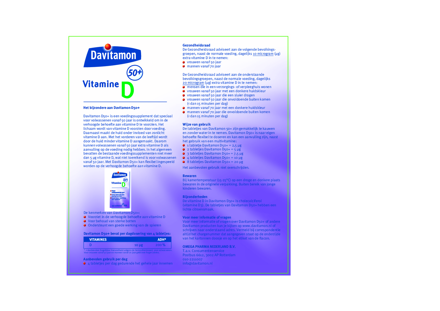 Vitamine D 50+ Tabletten afbeelding van document #1, gebruiksaanwijzing
